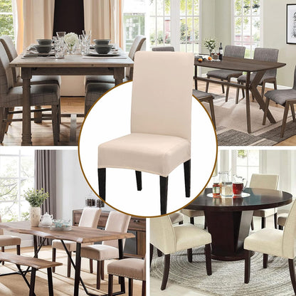 Stretch Washable Chair Covers Set of 4, Removable Slipcovers for Hotel, Beige V1188-TR101-30916-2