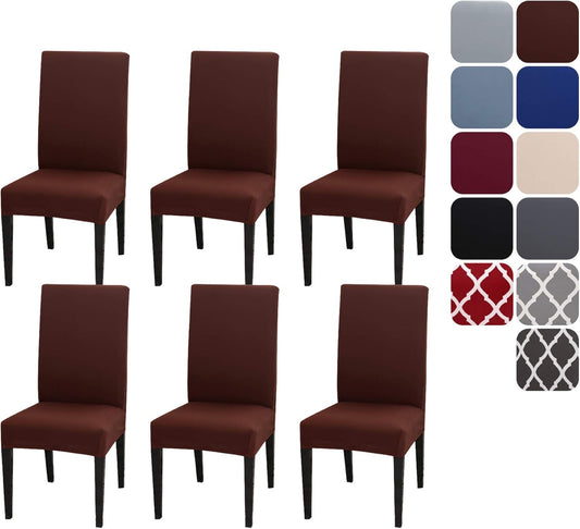 Set of 4 or 6 Chair Covers, Stretchy, Removable, Washable Chair Covers, Decorative Protectors for Hotel, Cafe V1188-TR101-30916-8