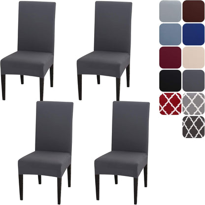 Stretch Washable Chair Covers Set of 4, Removable Decoration Protection Seat Covers for Hotel Use grey-tfrf V1188-TR101-30916-9