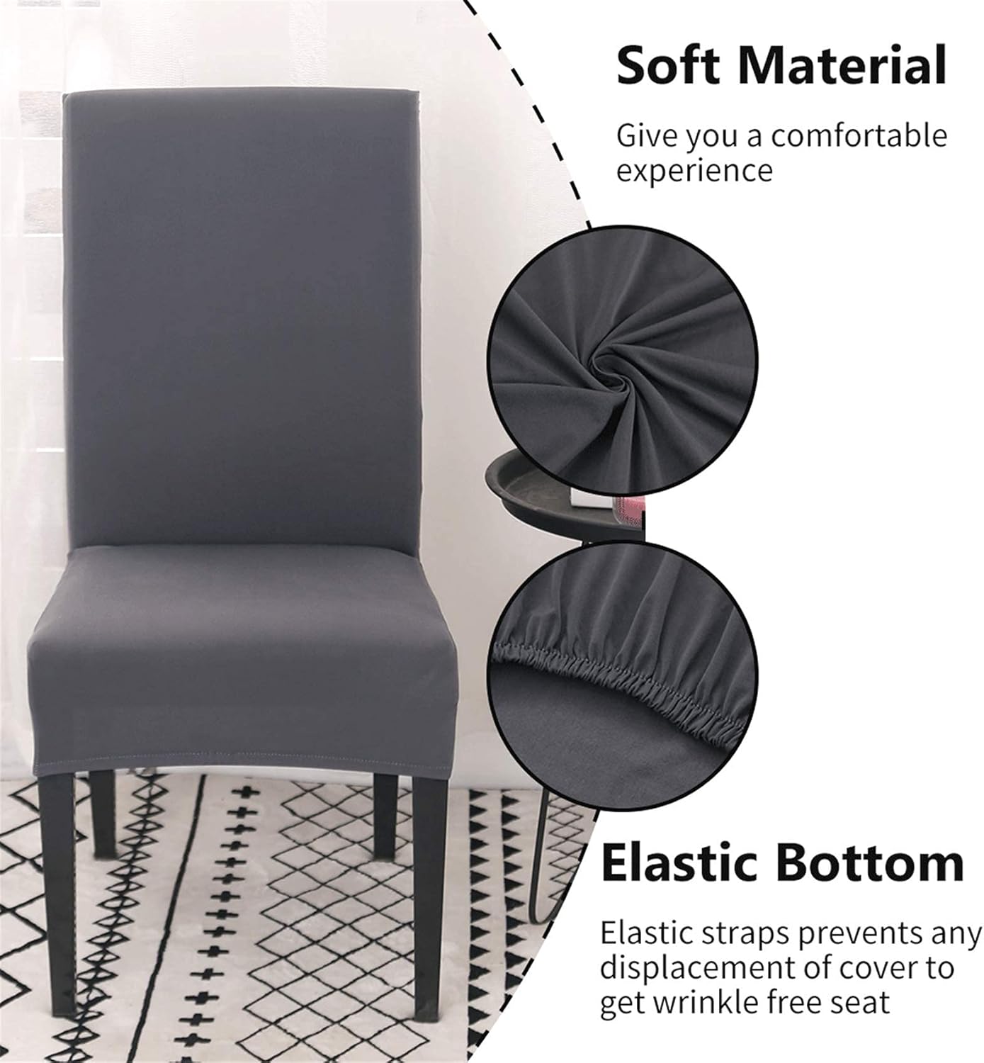 Stretch Washable Chair Covers Set of 4, Removable Decoration Protection Seat Covers for Hotel Use grey-tfrf V1188-TR101-30916-9