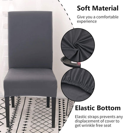 Stretch Washable Chair Covers Set of 4, Removable Decoration Protection Seat Covers for Hotel Use grey-tfrf V1188-TR101-30916-9