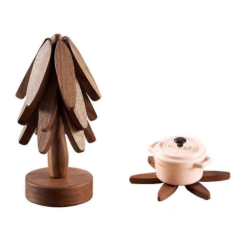Tree Shape Wooden Coasters Set of 2, Wooden Insulation Mat V1188-TR101-41178-1