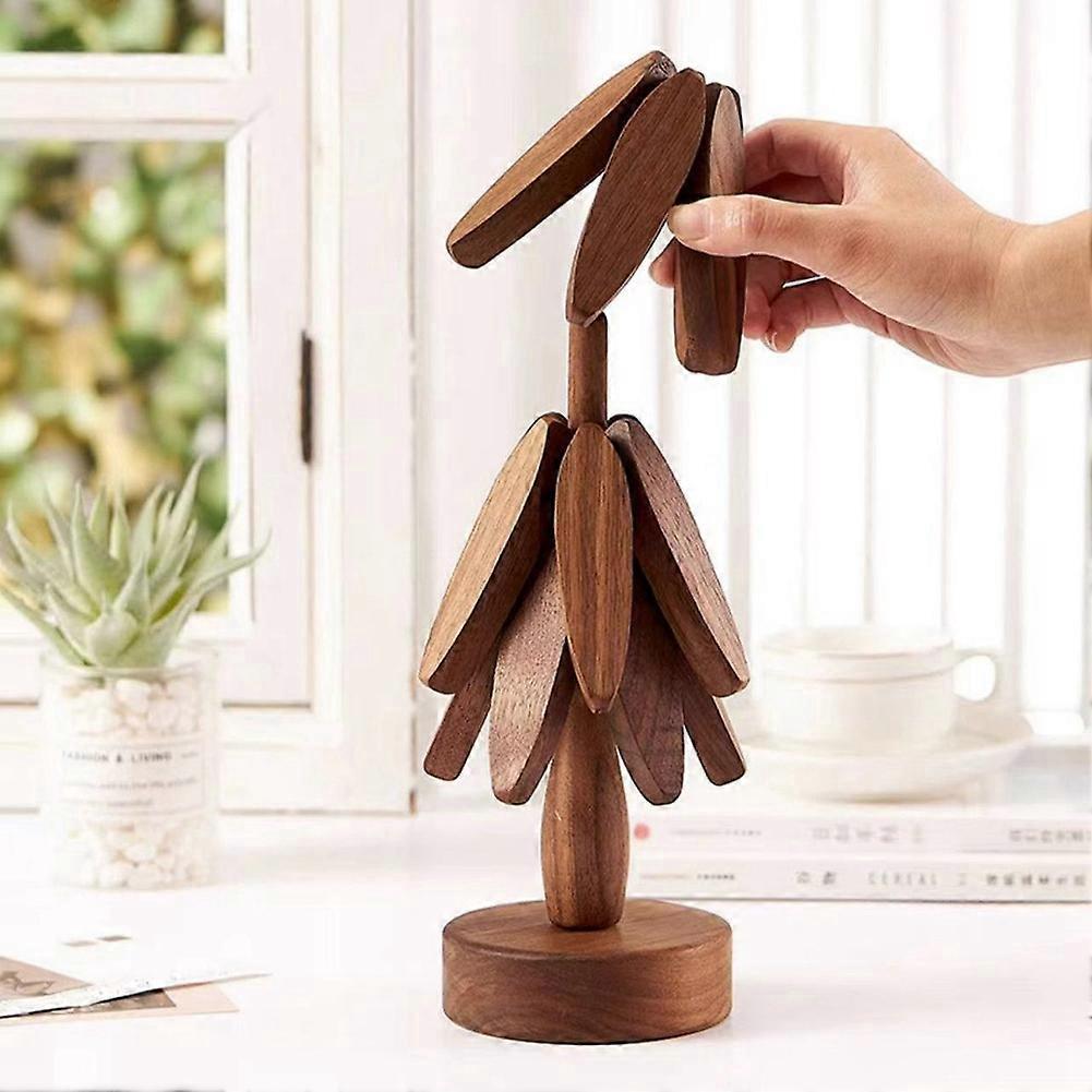 Tree Shape Wooden Coasters Set of 2, Wooden Insulation Mat V1188-TR101-41178-1
