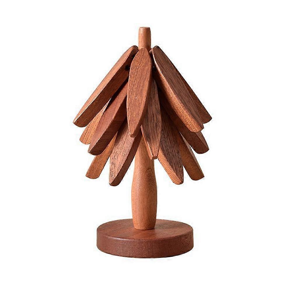 Tree Shape Wooden Coasters Set of 2, Wooden Insulation Mat V1188-TR101-41178-1
