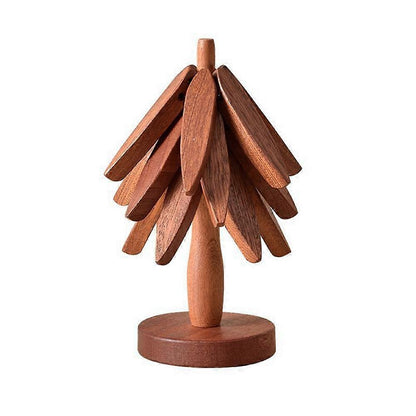 Tree Shape Wooden Coasters Set of 2, Wooden Insulation Mat V1188-TR101-41178-1