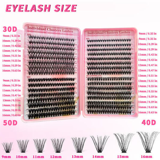 Eyelash Extension Kit with D-Curl for Beginners, Individual False Eyelashes, Pre-made Cluster Lashes, V1188-TR101-41871-1