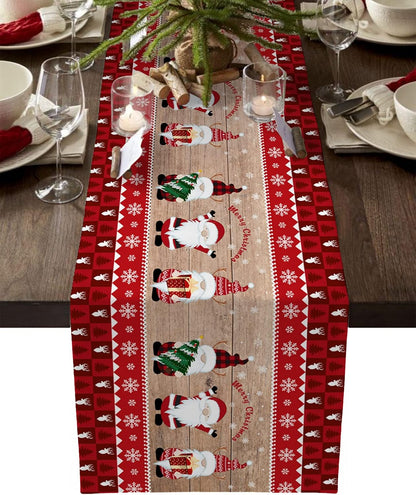 Christmas Table Runner 46x183 cm Red Checkered Santa Rustic for Christmas Birthday Parties Kitchen Dining V1188-TR101-44636-1