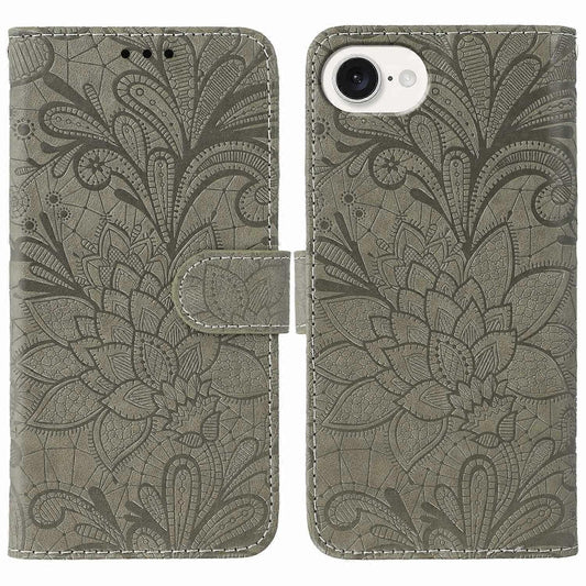 Compatible with Apple iPhone 16e Lace Flowers PU Leather Flip Wallet Case V1188-TR101-48504-1
