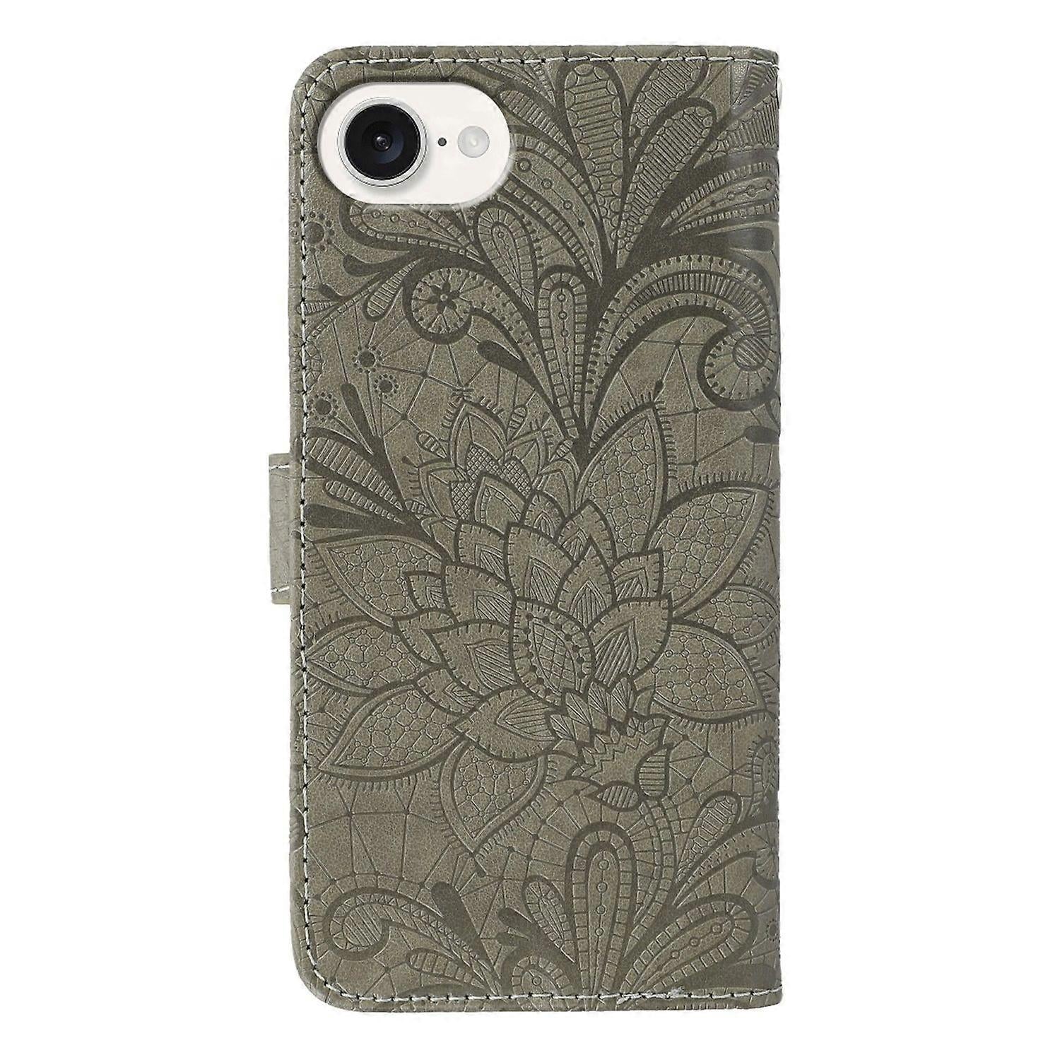 Compatible with Apple iPhone 16e Lace Flowers PU Leather Flip Wallet Case V1188-TR101-48504-1