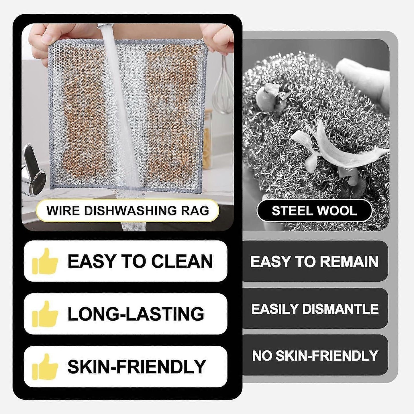 6-Pack Multifunctional Double Layer Steel Wire Dish Cloths V1188-TR101-48617-1