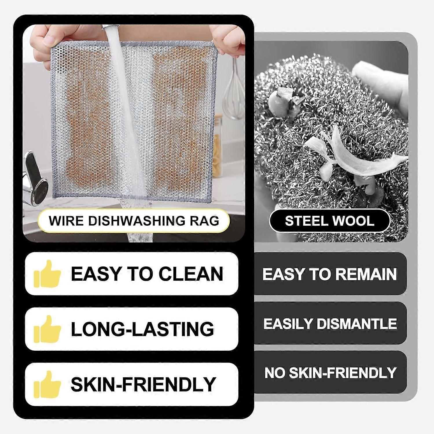 6-Pack Multifunctional Double Layer Steel Wire Dish Cloths V1188-TR101-48617-1