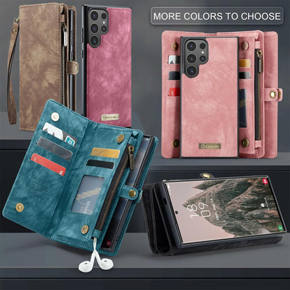 iPhone 16 Plus Leather Wallet Case with Magnetic Zipper Pocket Card Holder Compatible withSamsung Dark Pink V1188-TR101-49383-54