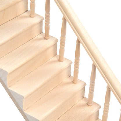 1/12 Scale Dollhouse Staircase DIY Miniature Smooth Rounded Corners Birch Material for Crafts V1188-TRY101-04300-1