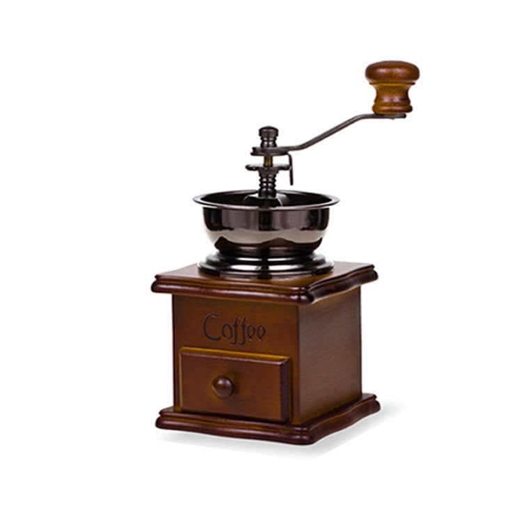 Retro Wooden Coffee Grinder Hand-Cranked Ceramic Burr Compatible with Braun Oral-B Philips V1188-TRY101-05022-1