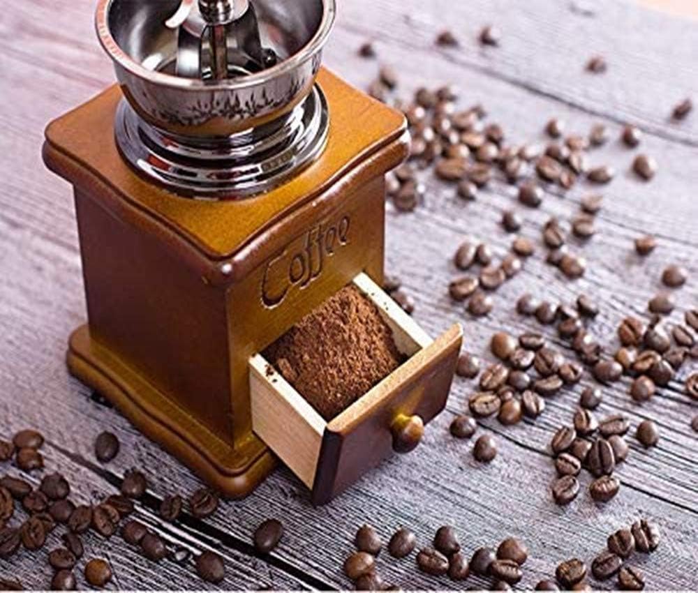 Retro Wooden Coffee Grinder Hand-Cranked Ceramic Burr Compatible with Braun Oral-B Philips V1188-TRY101-05022-1