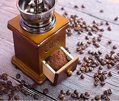 Retro Wooden Coffee Grinder Hand-Cranked Ceramic Burr Compatible with Braun Oral-B Philips V1188-TRY101-05022-1