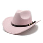 Cowboy Hat Pink Felt Rolled Brim Riding Hat for Men Women Compatible with American Western Style V1188-TRY101-07114-4
