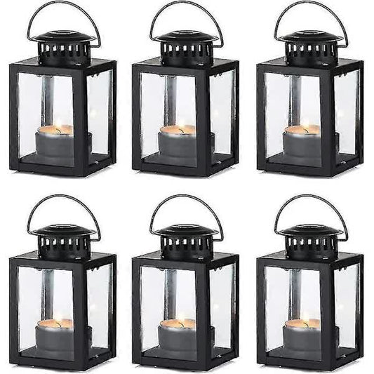 Black Candle Lanterns 6-Pack Vintage Style Indoor Outdoor Hanging Garden Lanterns for Tealights V1188-TSCJ-60049