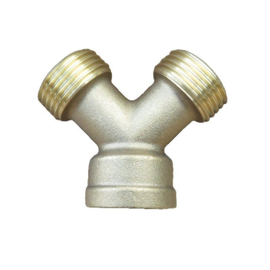 3/4 Inch Brass Y-Type Tee Connector, 6 points (27mm Male/24mm Female) Thread Pipe Splitter for Water Hose V1188-TSCJ-74713