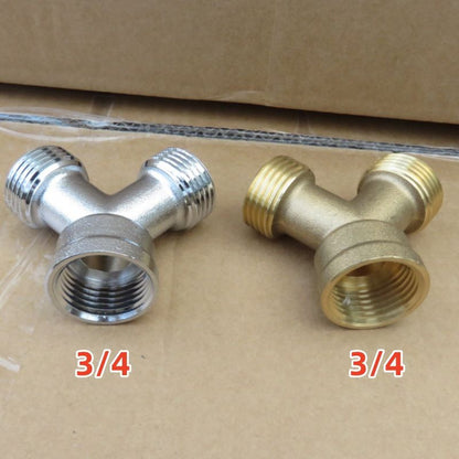 3/4 Inch Brass Y-Type Tee Connector, 6 points (27mm Male/24mm Female) Thread Pipe Splitter for Water Hose V1188-TSCJ-74713
