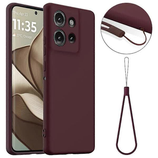 Motorola Edge 50 5G Case MagSafe Compatible Liquid Silicone Case with Lanyard Black Multicolor Burgundy V1188-TSCJ-78222