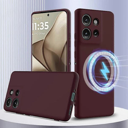 Motorola Edge 50 5G Case MagSafe Compatible Liquid Silicone Case with Lanyard Black Multicolor Burgundy V1188-TSCJ-78222