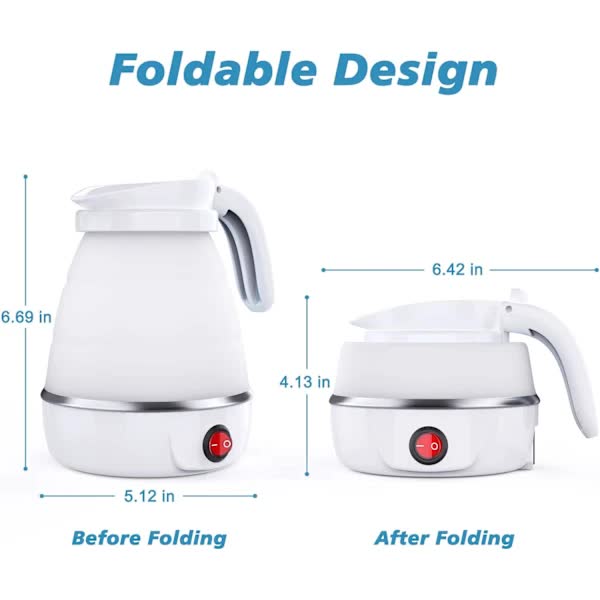Foldable Electric Travel Kettle with Detachable Cord Silicone Collapsible Kettle V1188-TSCJ-87584