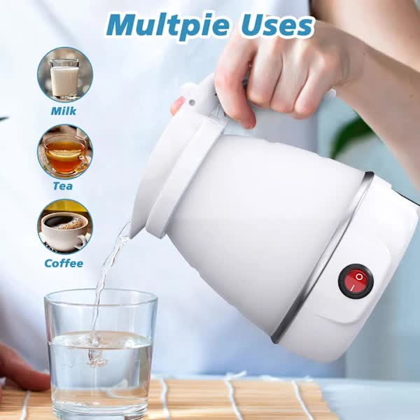 Foldable Electric Travel Kettle with Detachable Cord Silicone Collapsible Kettle V1188-TSCJ-87584