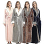 Women's Fleece Bathrobe Dressing Gown Long Warm Soft Robe Coffee Color XL Size V1188-TSCJ-89036