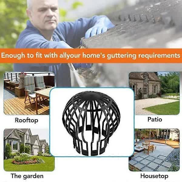 Black Gutter Covers Set of 4, 145 x 11 cm Downpipe Covers for Drainage Protection V1188-TSCJ-93314