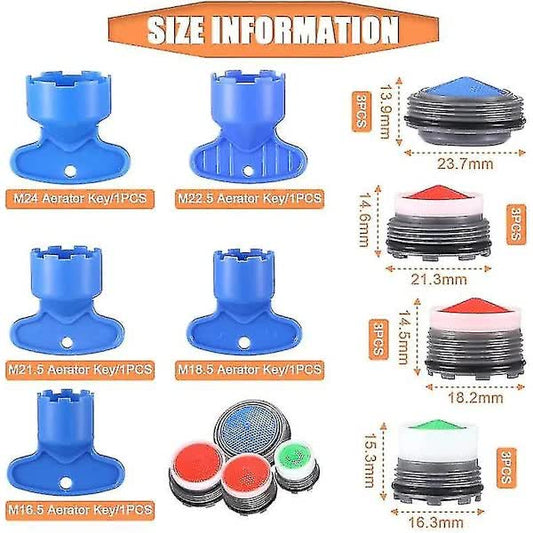 12pcs Sink Faucet Aerator Replacement with 5pcs Removable Key Tool Compatible with Oral-B and Braun M16.5 V1188-TSCJ-94261