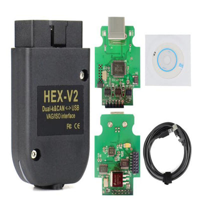 VCDS HEX-V2 OBD2 Diagnostic Cable for VW Audi Skoda Seat VAG Cars, USB Interface Scanner with VCDS Software, V1188-TSFD-3367-1