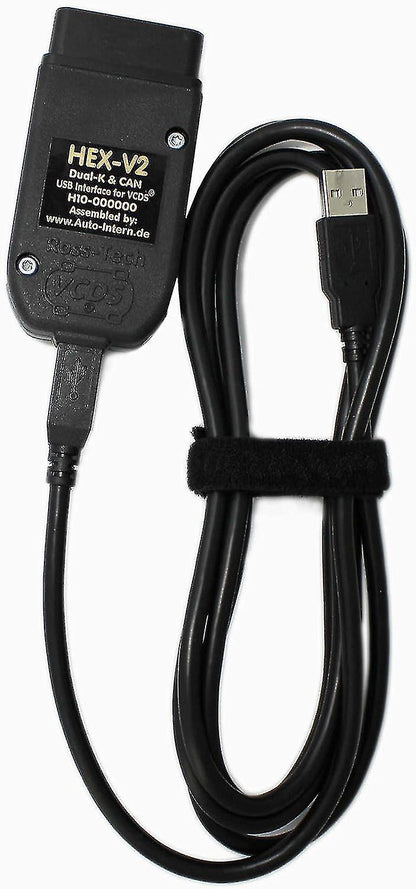 VCDS HEX-V2 OBD2 Diagnostic Cable for VW Audi Skoda Seat VAG Cars, USB Interface Scanner with VCDS Software, V1188-TSFD-3367-1