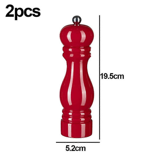 Wooden Pepper Mill Salt and Pepper Shaker with Adjustable Ceramic Rotor 2pcs Red V1188-TSFD-6710-1