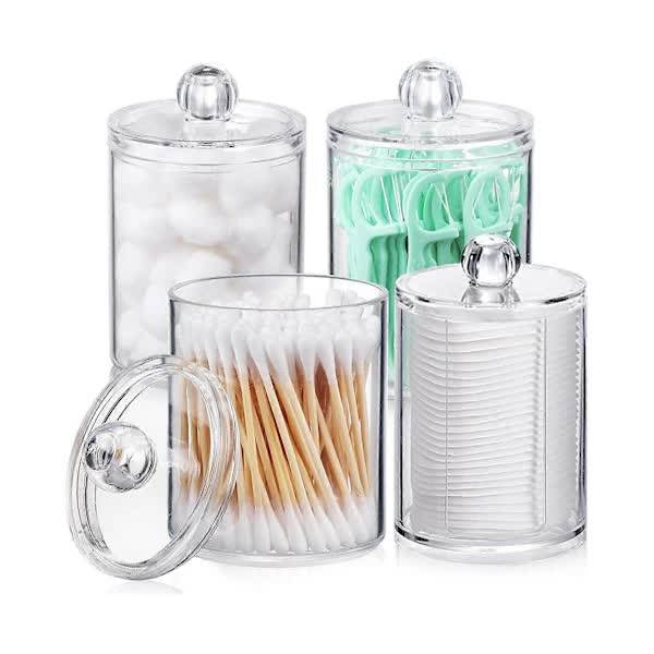 Sophisticated Crystal Glass Apothecary Jars with Removable Lids for Bathroom Vanity Organizers and Decor V1188-TSJH-4552
