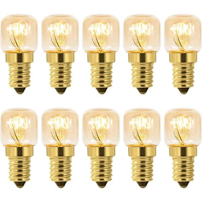 Dimmable E14 Oven Light Bulb Edison E14 T22 2700K Warm White 10-Pack for 220V Ovens 300 degrees C Resistant V1188-TSQQ-8671-1