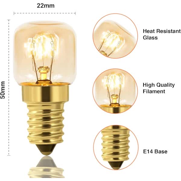 Dimmable E14 Oven Light Bulb Edison E14 T22 2700K Warm White 10-Pack for 220V Ovens 300 degrees C Resistant V1188-TSQQ-8671-1