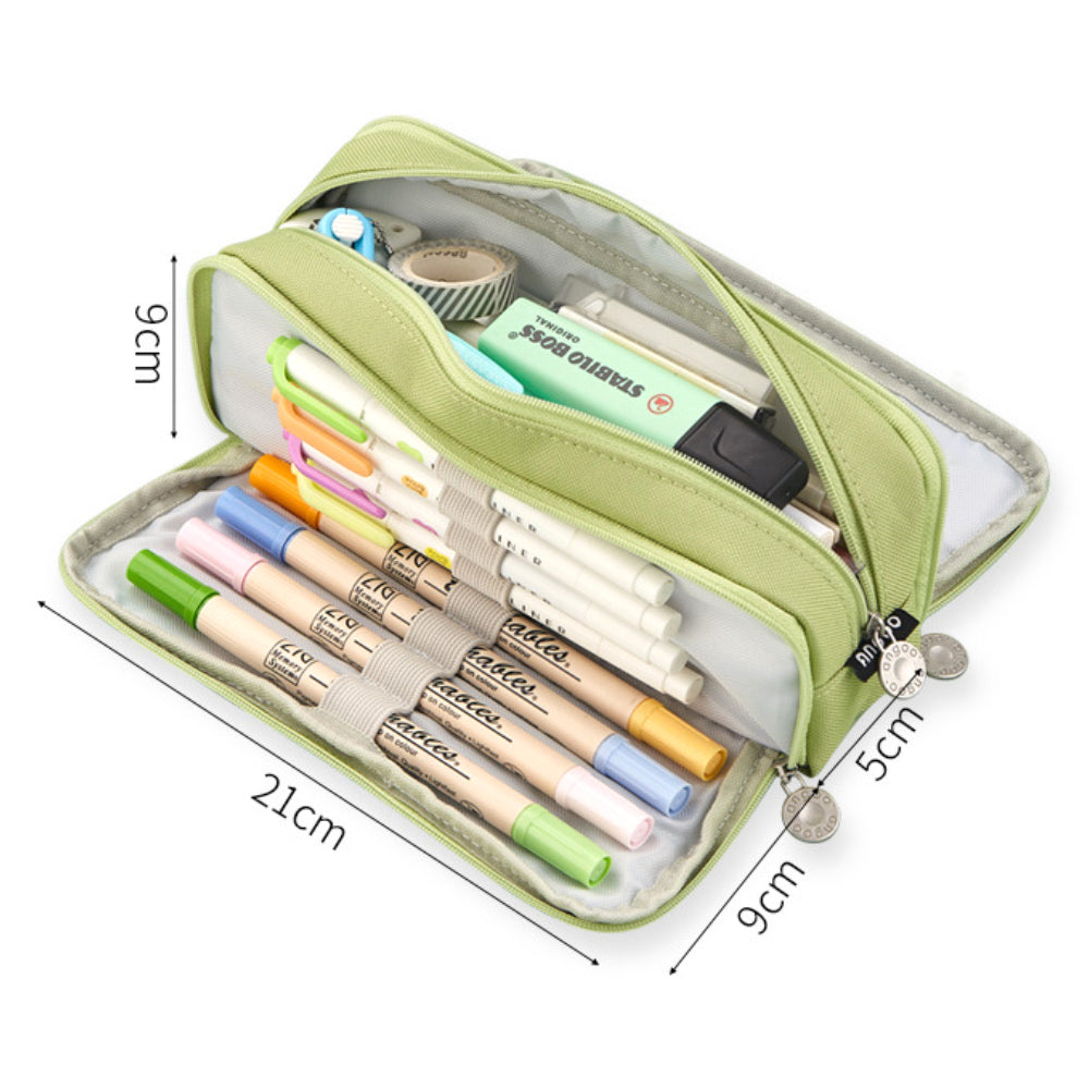 Large Capacity Pencil Case, 3 Compartments, Bag, School Pink V1188-TTRR5-66-5