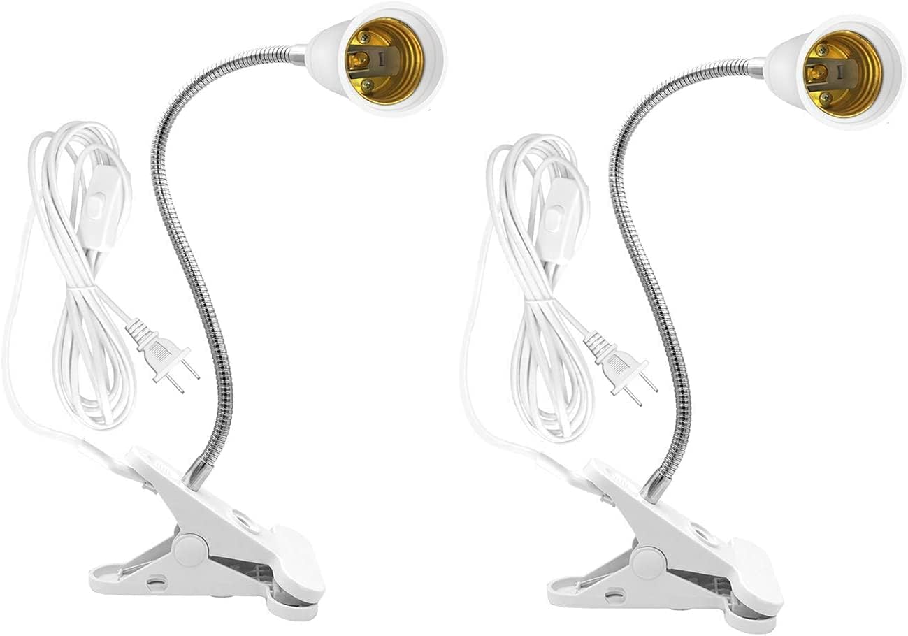 Bahong Clip Desk Lamp Socket,Desk Light Adapter,Clip Light Bulb Holder,E26/E27 Flexible Light Socket,86.6in V1188-WSZ-A-1999