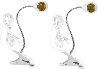 Bahong Clip Desk Lamp Socket,Desk Light Adapter,Clip Light Bulb Holder,E26/E27 Flexible Light Socket,86.6in V1188-WSZ-A-1999