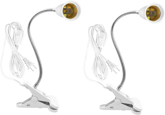 Bahong Clip Desk Lamp Socket,Desk Light Adapter,Clip Light Bulb Holder,E26/E27 Flexible Light Socket,86.6in V1188-WSZ-A-1999