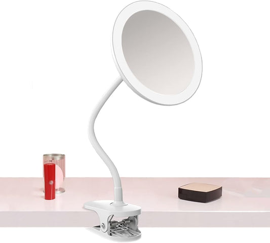 New Clip-on Magnifying Mirror with LED Light, Rechargeable Light Up Makeup Mirror with 5X/10X Magnification, V1188-WSZ-A-2139