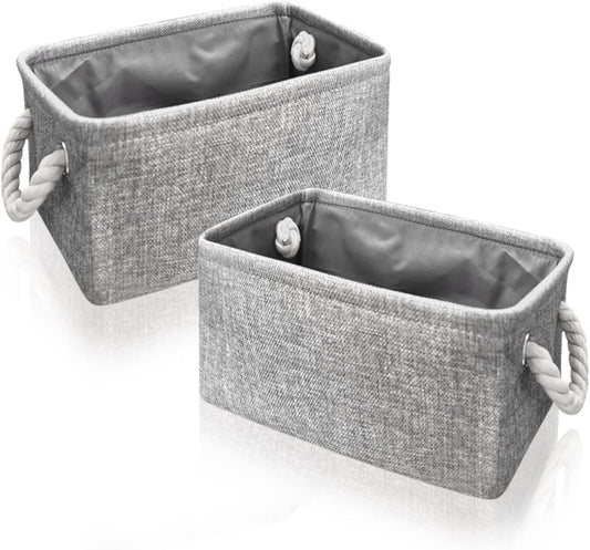 Organizing Fabric Storage Basket Box for Shelves, Nursery, Decorative Baskets(Solid Grey-2 Pack, Small-12.2 * V1188-WSZ-A-2223