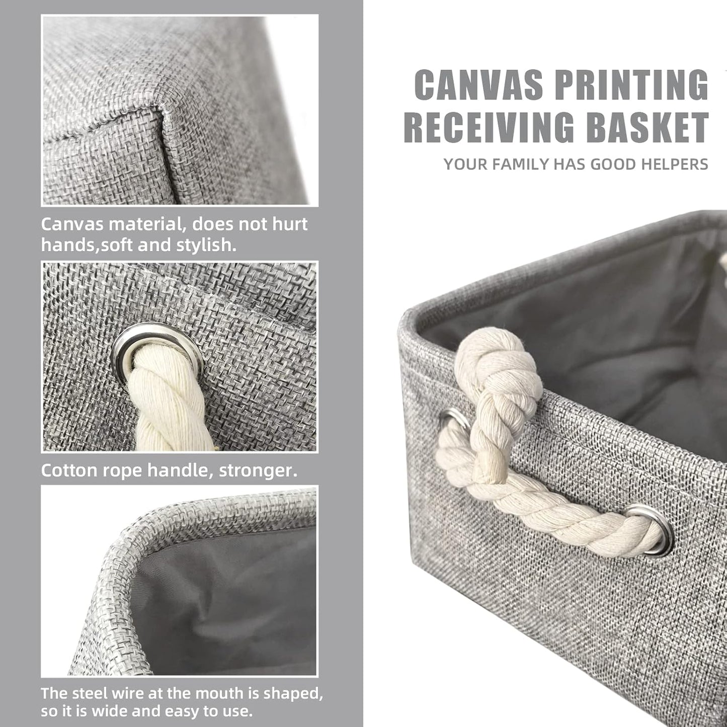 Organizing Fabric Storage Basket Box for Shelves, Nursery, Decorative Baskets(Solid Grey-2 Pack, Small-12.2 * V1188-WSZ-A-2223