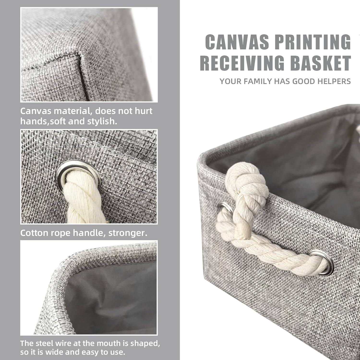 Organizing Fabric Storage Basket Box for Shelves, Nursery, Decorative Baskets(Solid Grey-2 Pack, Small-12.2 * V1188-WSZ-A-2223