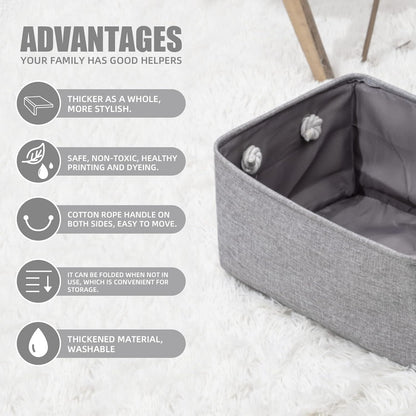 Organizing Fabric Storage Basket Box for Shelves, Nursery, Decorative Baskets(Solid Grey-2 Pack, Small-12.2 * V1188-WSZ-A-2223