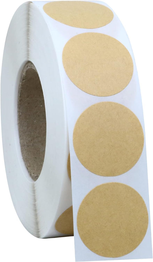 1000PCS Kraft Circle Stickers, 1 Inch Round Blank Garage Sale Price Stickers, Kraft Coding Tag Labels, Brown V1188-WSZ-A-267