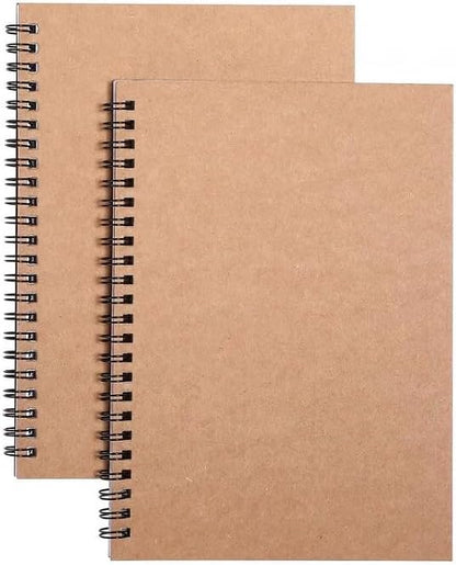 2 Pcs blank Spiral Notebooks, blank page notebook Wirebound Notepads 100 Pages (50 Sheets), 8.25" x 5.7" V1188-WSZ-A-2727