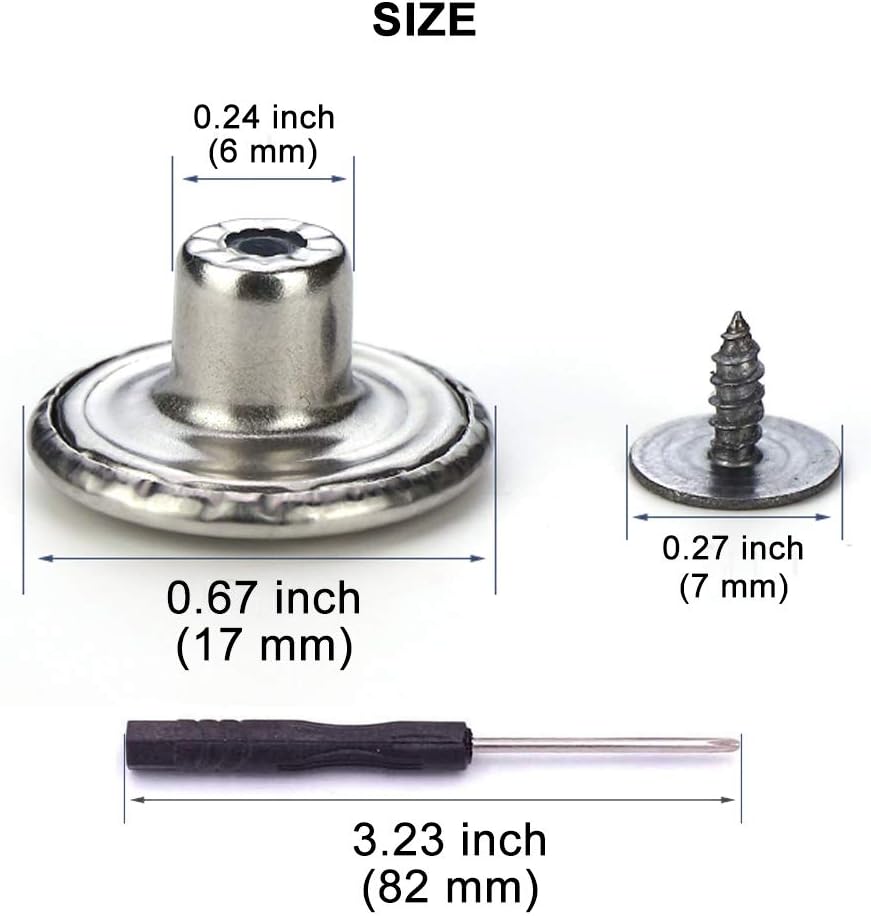 15 Sets Replacement Jeans Buttons, 17mm No-Sew Nailess Removable Metal Jeans Button Replacement Repair Combo V1188-WSZ-A-2733