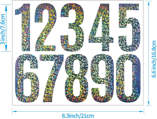Reflective Mailbox Numbers Stickers,60 PCS Self Adhesive Vinyl Waterproof Number Stickers,6 Sheets Large 3 V1188-WSZ-A-2760